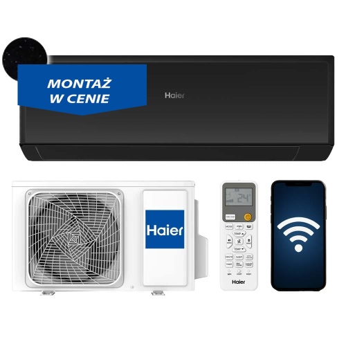 Klimatyzator HAIER REVIVE PLUS BLACK 2.5KW do pow. (20-30m²) z montażem